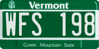VT license plate WFS198