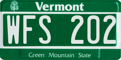 VT license plate WFS202