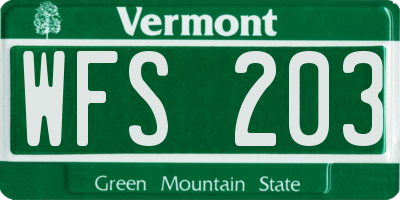 VT license plate WFS203