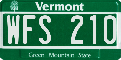 VT license plate WFS210