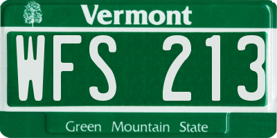 VT license plate WFS213