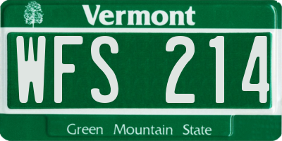 VT license plate WFS214