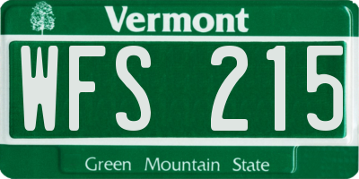 VT license plate WFS215