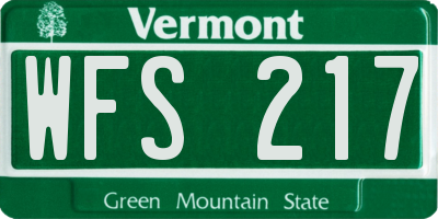VT license plate WFS217
