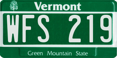 VT license plate WFS219
