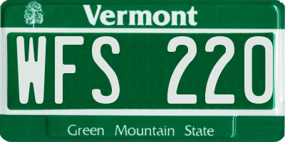 VT license plate WFS220