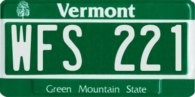 VT license plate WFS221