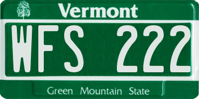 VT license plate WFS222