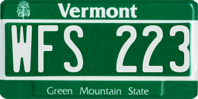 VT license plate WFS223