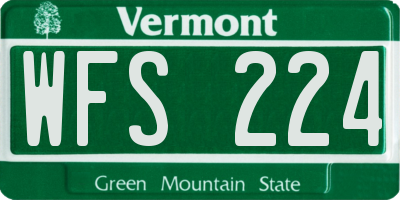 VT license plate WFS224