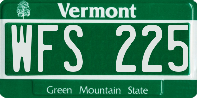 VT license plate WFS225