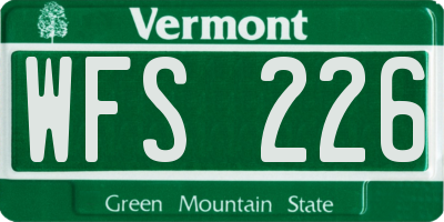VT license plate WFS226