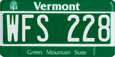 VT license plate WFS228