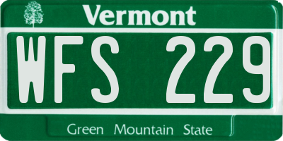 VT license plate WFS229