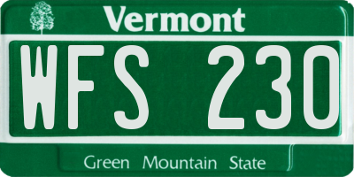 VT license plate WFS230