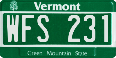 VT license plate WFS231