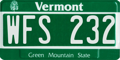 VT license plate WFS232
