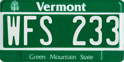 VT license plate WFS233