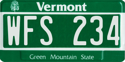 VT license plate WFS234