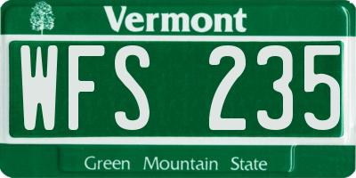 VT license plate WFS235
