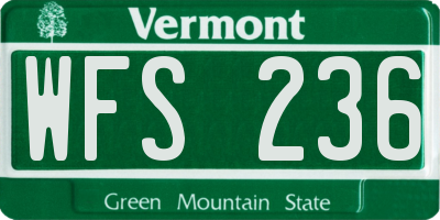 VT license plate WFS236