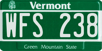 VT license plate WFS238