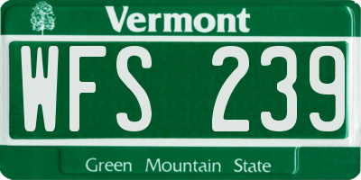 VT license plate WFS239