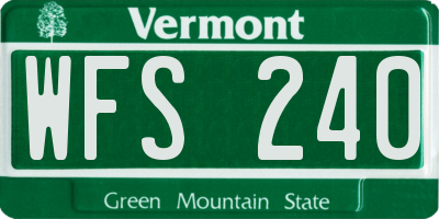 VT license plate WFS240