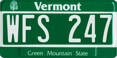 VT license plate WFS247