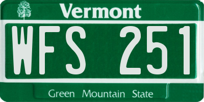 VT license plate WFS251