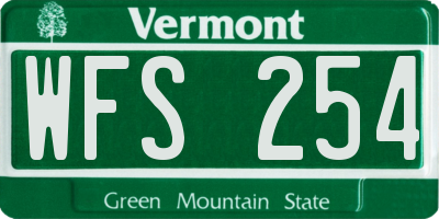 VT license plate WFS254