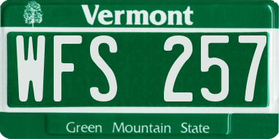 VT license plate WFS257