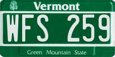 VT license plate WFS259