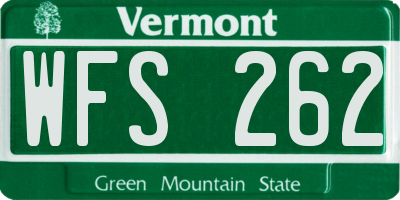 VT license plate WFS262