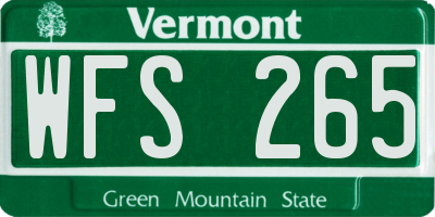 VT license plate WFS265