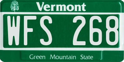 VT license plate WFS268