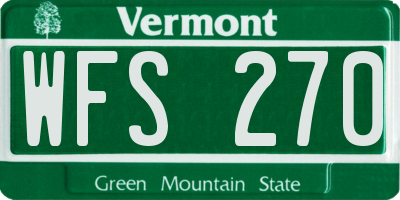 VT license plate WFS270