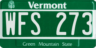 VT license plate WFS273