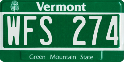 VT license plate WFS274