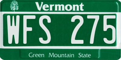 VT license plate WFS275