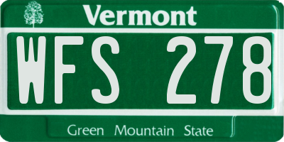 VT license plate WFS278