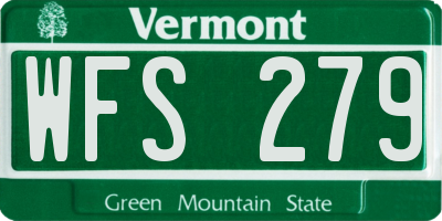 VT license plate WFS279