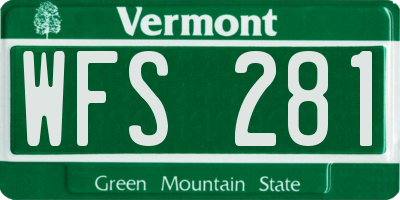 VT license plate WFS281