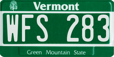 VT license plate WFS283