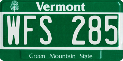 VT license plate WFS285