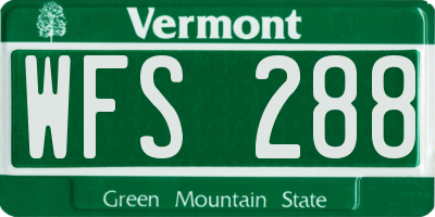 VT license plate WFS288