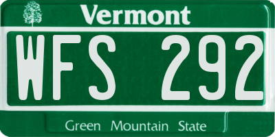 VT license plate WFS292