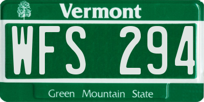 VT license plate WFS294