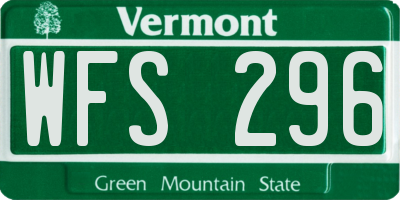 VT license plate WFS296