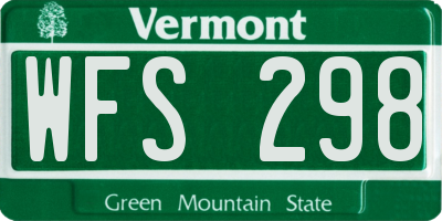 VT license plate WFS298